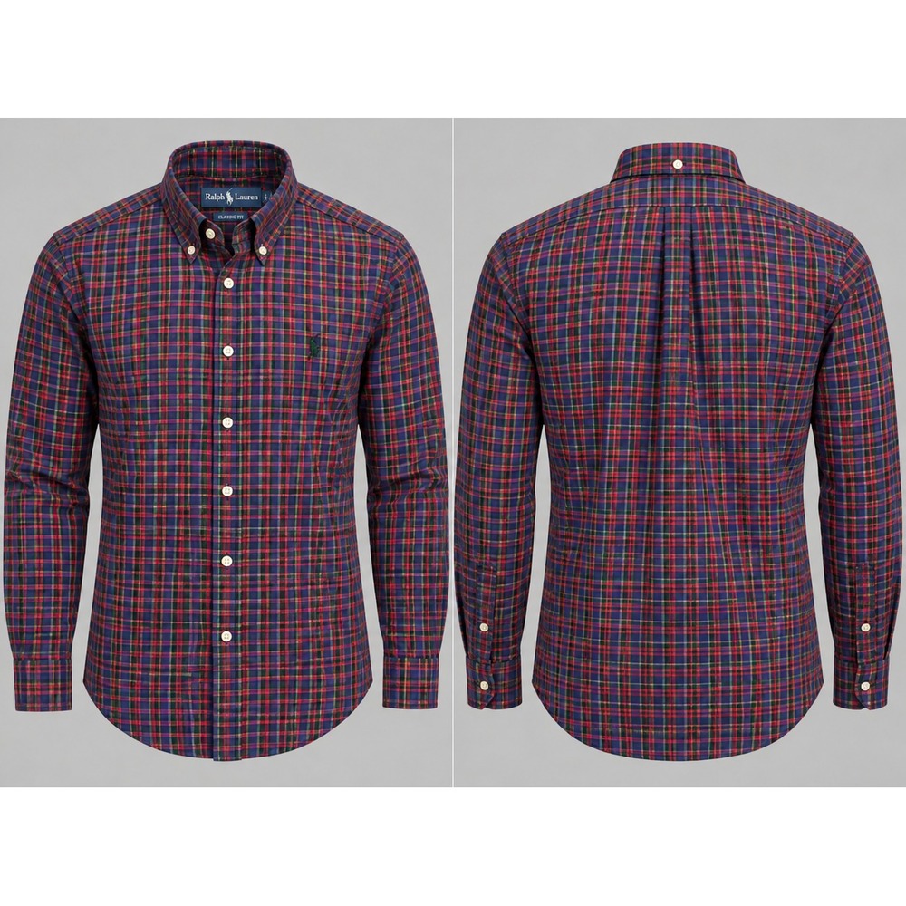 Vintage Ralph Lauren Shirt Mens M Tartan Plaid Classic Fit Button Down Pony Logo
